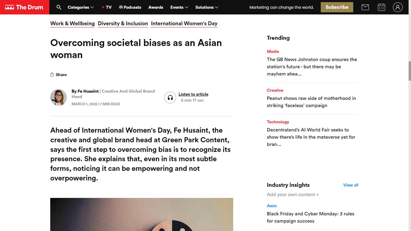 By Fe on The Drum – ‘Overcoming Societal Biases as an Asian Woman’